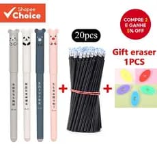 Conjunto De Canetas De Gel Apagáveis , 25 Peças , 4 , 20 Recargas , Preto , Azul , Escola , Escritório , Escrita , Papel