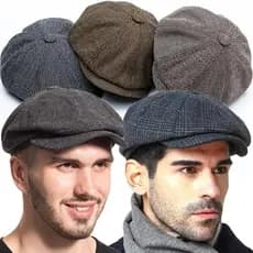 Chapéu Masculino, Boina, Boné de Motorista, Boné de Caça, Bonés Vintage de Tweed, Boinas Peaky Blinders, Boné de Aba Ret