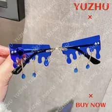 (YUZHU) Pingente Óculos De Sol Mulher Moda Ocidental Sem Aro Irregular Festa De Quirky Hip Hop