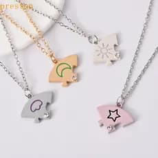PRESTON 4 Pçs/set Melhores Amigos Para Sempre Colar , Strass Colorido Jigsaw BFF Combinação De
