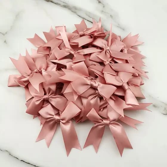 50 Peças 1 Polegada Laço De Fita Rosa Fresco Tamanho Pequeno De Cetim De Poliéster Arco Flor Artesanato Faça Você Mesmo