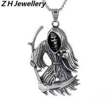 [Z H Jewelry] Retro Death Skull Hip Hop Pendant Pingente Moda Masculina E Feminina Colar De Aço Inoxidável Punk Party Ro