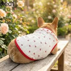 NEDFS Colete De Morango Para Gatos , Manga Curta Macia Cães Com Estampa De Cereja , Gola Respirável Babados , Camiseta F