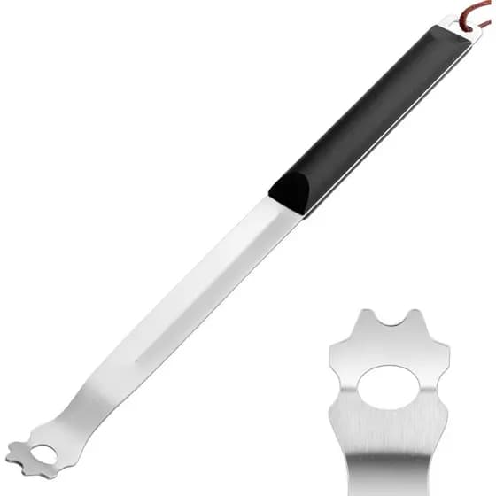 Raspador de Grelha com Cabo Longo, Limpador Universal de Grelha em Aço Inoxidável de 14" de Comprimento, Acessório para 