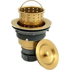 Conjunto de Dreno para Pia de Cozinha Dourado, Filtro de Pia Dourado com Cesto de Resíduos Removível, Compatível com Pia