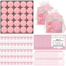 Ctosree 50 Conjuntos de Lembrancinhas para Chá de Bebê para Convidados Incluem Chupetas Fofas, Velas Decorativas e Etiqu