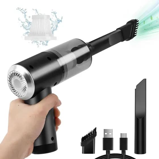Mini Aspirador de Pó Portátil, Aspirador Sem Fio para Teclado com Motor de Escova, 4500PA de Alta Potência e Conexão Tip