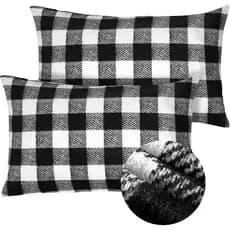 Conjunto de 2 Capas de Almofada Tranqun em Flanela Xadrez, Tamanho Queen, Macias e Aconchegantes, Decorativas para Outon