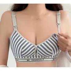 Vendas diretas novo estilo roupa interior de enfermagem reunião sem fio carta listrado roupa interior feminina sutiã fin