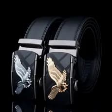Cintos De Marca Dos Homens Águia De Metal Fivela Automática Couro De Moda De Luxo 3.5 Centímetros