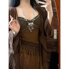 ♡{Roupas relâmpago} novo estilo chinês Miaojiang antigo moeda de prata borla colar feminino Retro estilo étnico longo ca