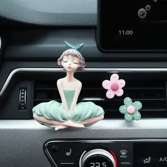 Ar condicionado do carro bonito elfo decoração saída de ar bênção ornamentos menina rosa flores carro aromaterapia