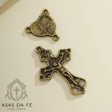 30 Entremeios Para Terço + 30 Crucifixos Nossa Senhora de Fátima Ouro Velho Alta Qualidade