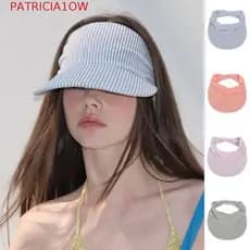 PATRICIA1OW Faixa Elástica Listrada , Boné Aberto Com Proteção UV Dobrável De Praia Estilo Coreano Respirável