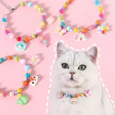 Colar Com Pingente De Pérola Colorida Para Animais De Estimação , Gato Maltês Bichon Frise , Coleira De Princesa Sereia