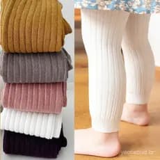 Calça De Primavera Outono Bebê Budak Perempuan Legging Cor Sólida Calças De Algodão Crianças Leggings 0-6 Anos