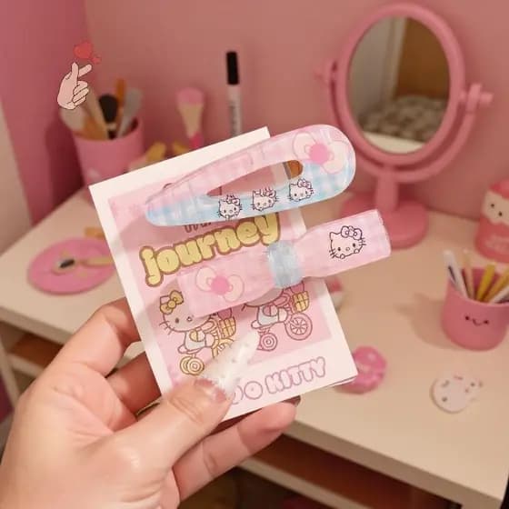 [PEBR] 10 Pçs/Set Kawaii Sanrio Hello Kitty Franja Clipe De Cabelo Feito À Mão Princesa Grampos Lateral Para Meninas Sen