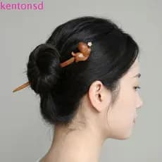 Grampo De Cabelo Estilo Chinês KENTONSD , Bastão De Sândalo De Desenho Animado , Garfo Em Formato De Animal