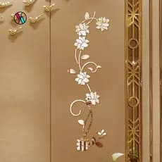 Adesivos De Parede 3d Diy Acrílico Efeito Espelhado Flor Videira - Decoração Casa Decalque Mural