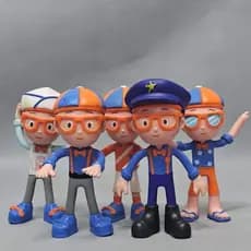 Boneca infantil Blippi em inglês, personagem de desenho animado com articulações móveis, ornamento de mesa, brinquedo or
