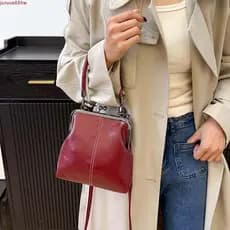 JUNYUE Bolsa Crossbody Estilo Chinês , Elegante De Ombro Com Trava De Beijo De Cor Sólida , Água Anti-Respingos