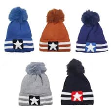 Gorro Touca Infantil Criança Fofo Inverno Frio Forrado Pompom Estrela Unissex