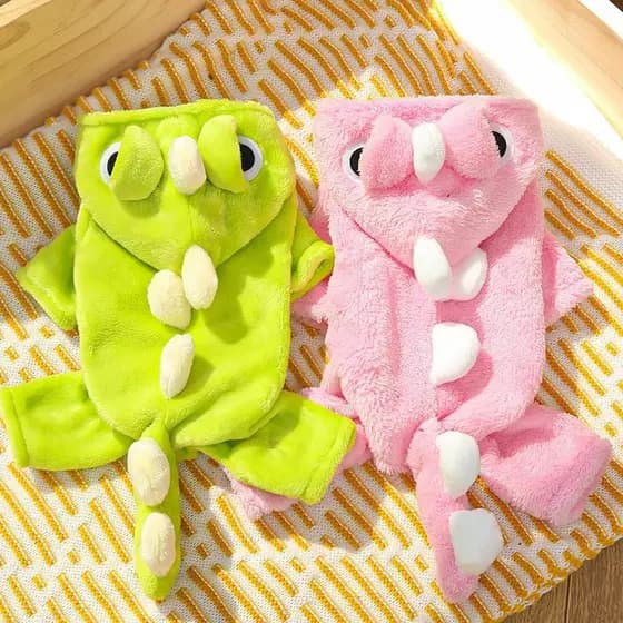 Outono inverno mais dinossauro de veludo para roupas de animais de estimação