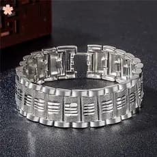 ⭐ Homens versão larga banhado a prata pulseira de luxo tanque negócios chefe banquete cerimônia presente para namorado m