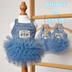Saia Tutu De Cachorro Estilo Princesa Vestido Listrado Azul Para Animais De Estimação Cães Pequenos E Médios Gatos