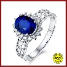 Venda Quente Anel De Zircão Azul Com Ponta De Diamante Quadrado