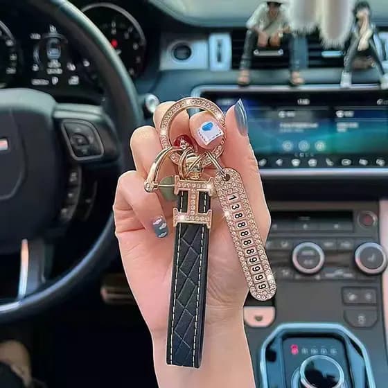 Moda Diamante Chaveiro Porta-Chaves Pingente Ins Style Ring Blingbling Mulher Anti-Perda Placa De Número Acessórios Para