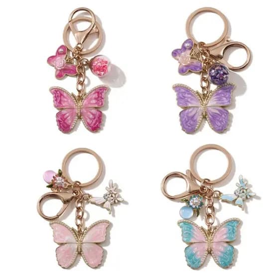 1pc Muito Grande Borboleta Flor Esmalte Chaveiro Adorável Inseto Planta Para Mulheres Meninas Bom Presente Jóias Artesan
