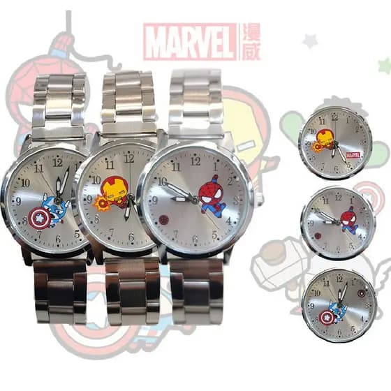 Relógio Infantil À Prova D 'Água De Aço Inoxidável Do Capitão América / Vingadores / Marvel / Estudante