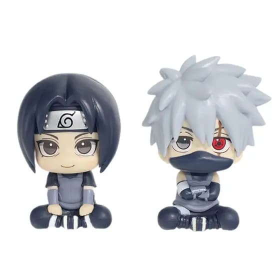 1 Pçs Japão Anime Naruto Q Versão Ornamento Do Carro Posição Sentada Hatake Kakashi Uchiha Itachi Decoração Bolo PVC Fig
