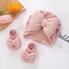 3 Pçs/Set Chapéus Do Bebê Meias Conjunto Grande Puff Travesseiro Arcos Meninos Meninas Gorros Bonés 0-12M Antiderrapante