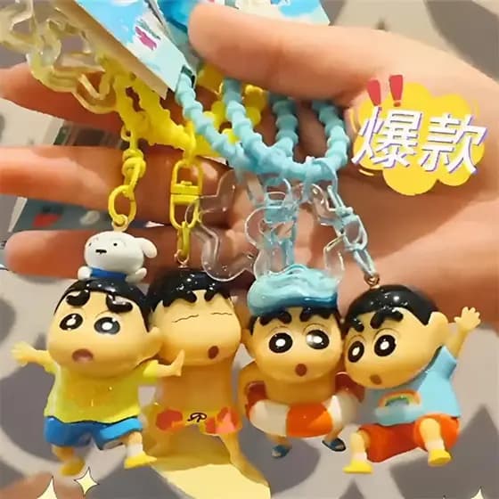 Genuíno pronto estoque Crayon Shin-Chan dinâmico Superman chaveiro pingente bonito dos desenhos animados Anime periféric
