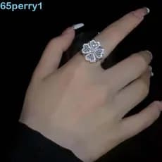 PERRY1 Anéis De Trevo De Quatro Folhas Giratórios Elegantes Moinho De Vento Cor Dourada Romântico Strass Dedo Femininos