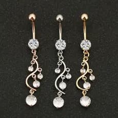 bijuterias femininas piercing umbigo ☉Europeu americano ins estilo borla zircão umbigo anel corpo Piercing jóias vento c