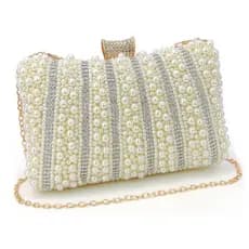 Bolsa De Mão Clutch Festa Pérola Strass