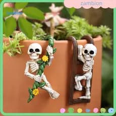 Durable Resin Figurine Outdoor Skeleton Decoration 2 Pcs Funny Climbing Statues Planter Hugger for Flowerpot Halloween G
