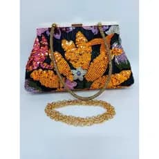 Bolsa Clutch Flores de Lantejoulas