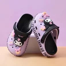 Kuromi sapatos infantis com buracos, chinelos para meninas, sandálias antiderrapantes de desenho animado, sapatos de pra