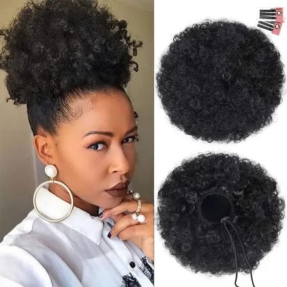 Coque de Cabelo Cacheado Curto Afro Organico -Com Regulador e Pentes /Acessório de Cabelo/Rabo de Cavalo