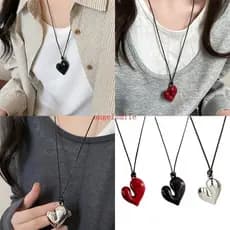 Ace Chic Colar Em Forma De Coração Corrente De Corda Ajustável Para Estilo Pessoal Distintivo