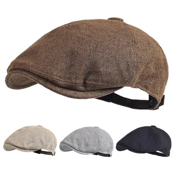 Boinas De Verão Masculinas Ao Ar Livre Respirável Jornaleiro Boné Primavera Chapéus Planos Sólido Duckbill Vintage Gatsb
