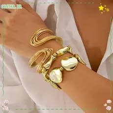 Pulseiras De Punho Aberto OOSTAR , Corrente Robustas Geométricas Irregulares , Conjunto De Metal Punk