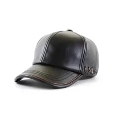Boné De Beisebol De Couro PU Masculino Sólido Sintético Outono Inverno Chapéu Snapback Caminhoneiro