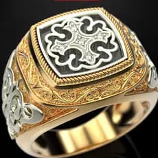 Anel Masculino Em Ouro 18k Esculpido Vintage