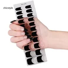 Beginner Nail Strips Gel with File – Easy Apply Remove Self-adhesive Stickers Diy Home Manicure Polish Wraps for Women