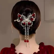 Tassel Valley alta qualidade vermelho lindo clipe de cabelo novo estilo elegante um botão antigo ornamentos de cabelo